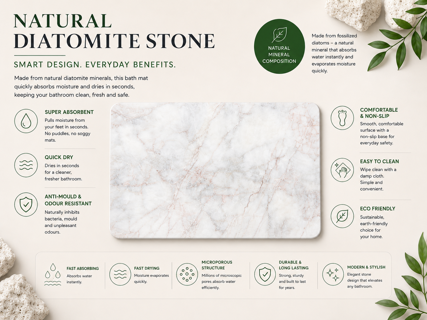 Diatomite Bath Mat - Opal Onyx - Image 3