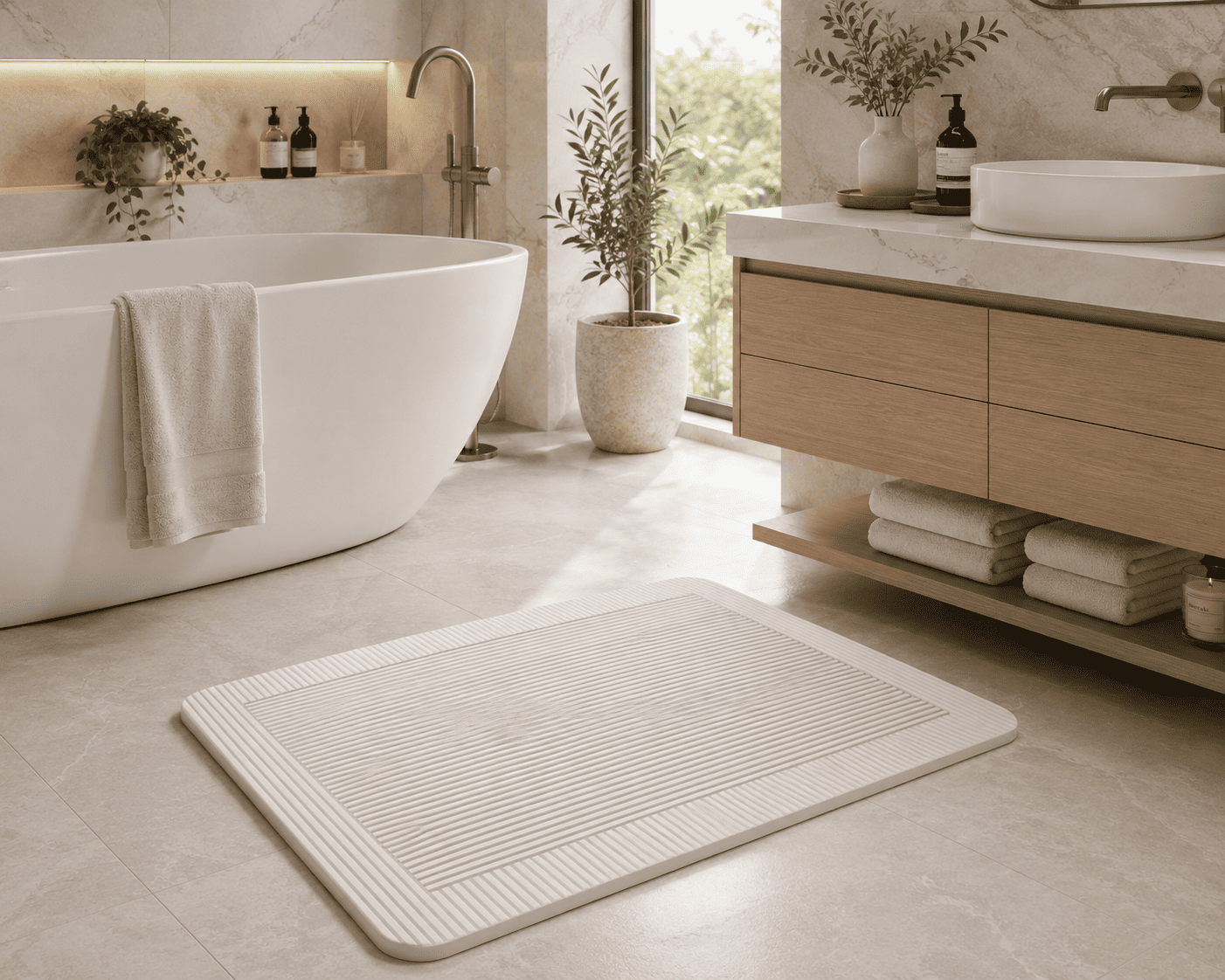 Diatomite Bath Mat - Milano Crema - Image 2